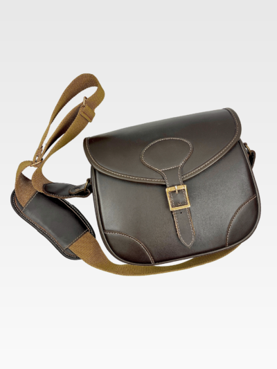 Genuine Leather Cartridge Bag  Dark Brown