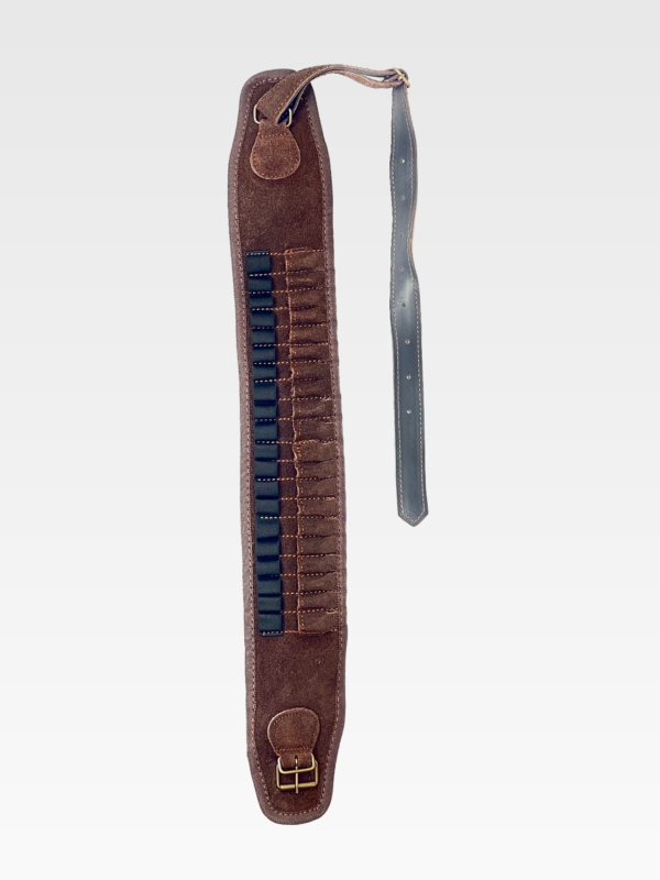 IMG_7125_final Cartridge belt in Split Leather 20 calibre with elastic support
