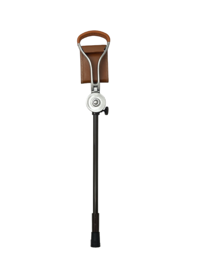Beckenham Ascot Brown Leather Height-Adjustable shooting stick with rubber Ferrule
