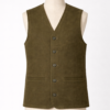 leatherbuttonfront Olive leather GILET