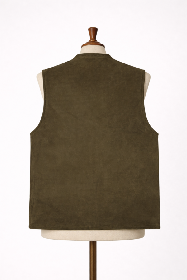 leatherbuttungiletback Olive leather GILET
