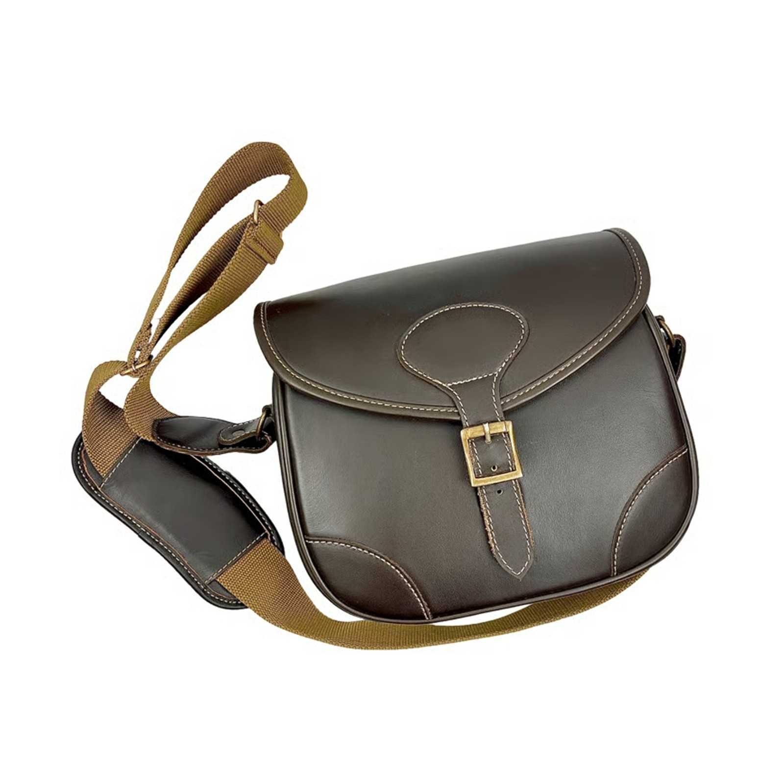 Genuine Leather Cartridge Bag  Dark Brown