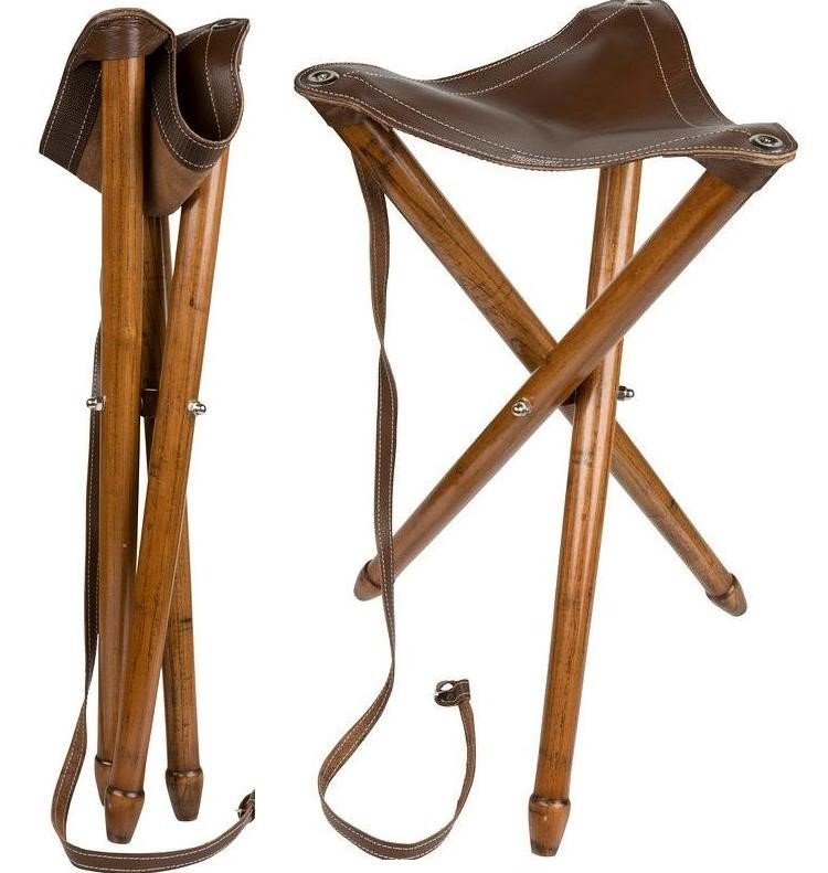 Hunting wooden Tripod with leather seat